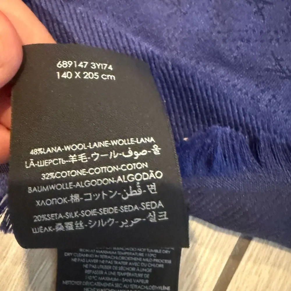 Brand new Saint Laurent Deep Blue double sided scarf / shawl large size